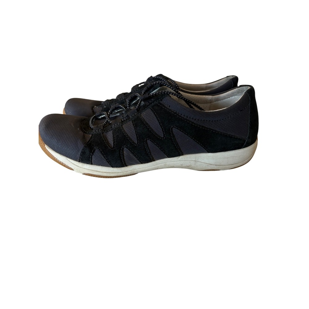 Dansko Women Black Harlie Textile Bungee Lace Walking Shoes Size 40 EU